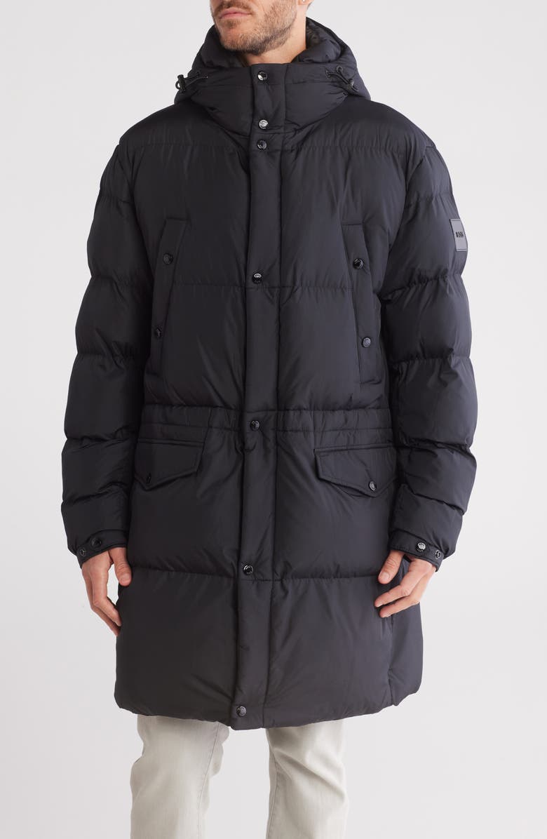 BOSS Condolo Longline Hooded Puffer Jacket, Main, color, 