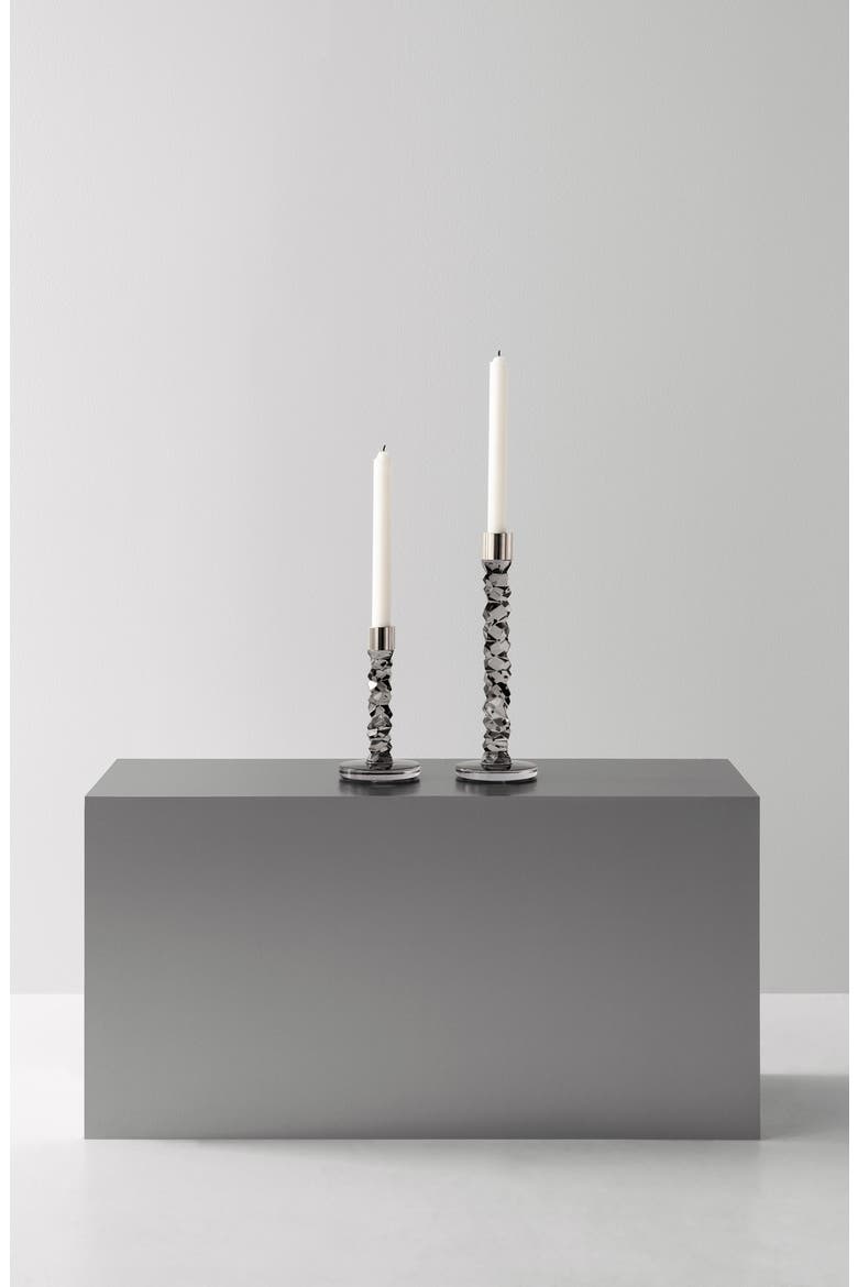 Carat Large Crystal & Stainless Steel Candlestick, Alternate, color, CHARCOAL