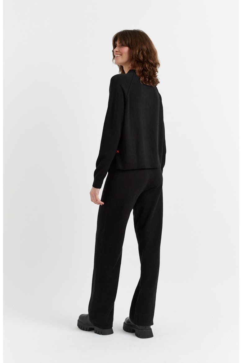 Wool Cashmere Wide Leg Track Pants, Alternate, color, Black