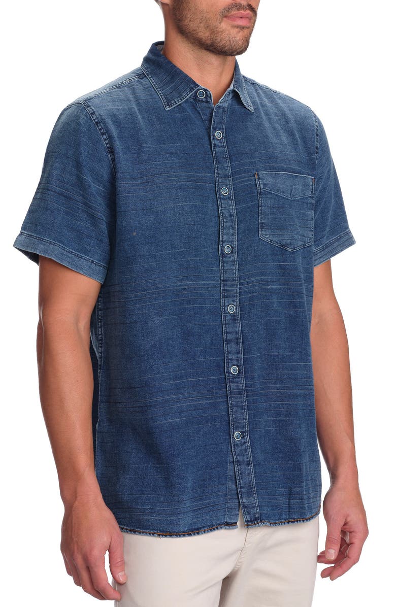 STUDIO GARNET LOS ANGELES Short Sleeve Denim Button-Up Shirt, Alternate, color,