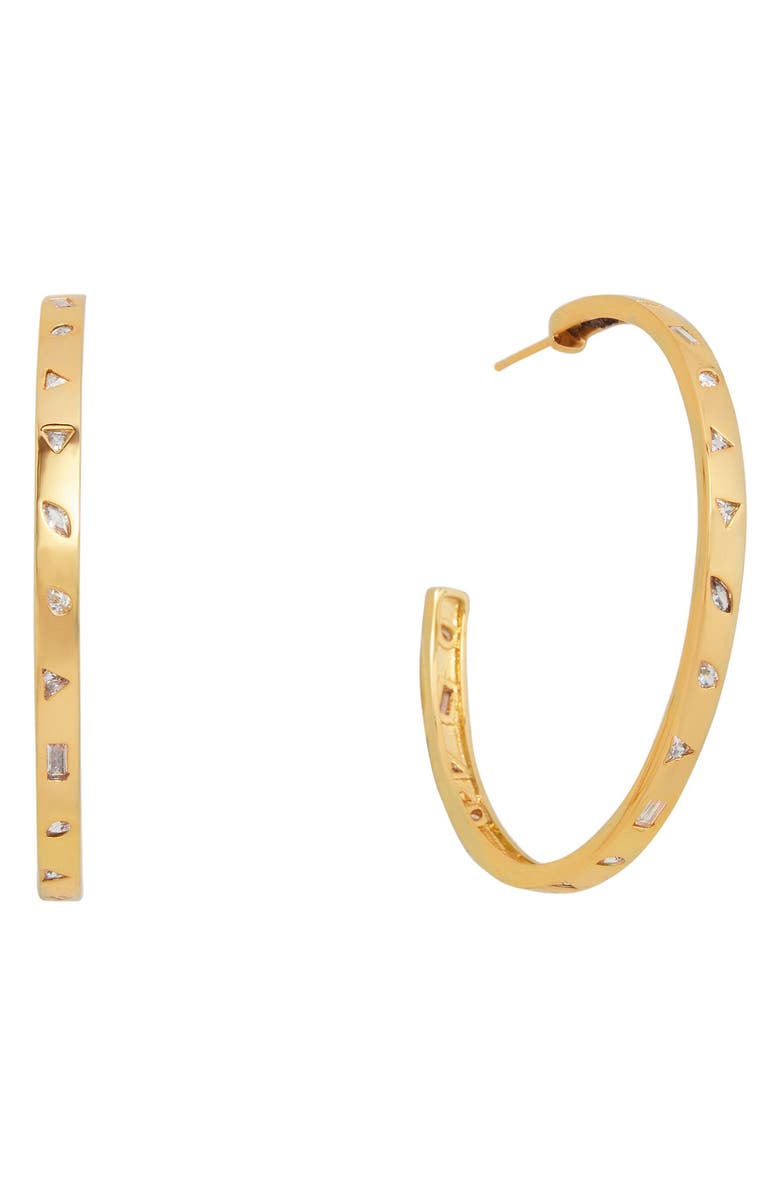 st. Moran Mixed Shape Cubic Zirconia Hoop Earrings, Main, color, Gold