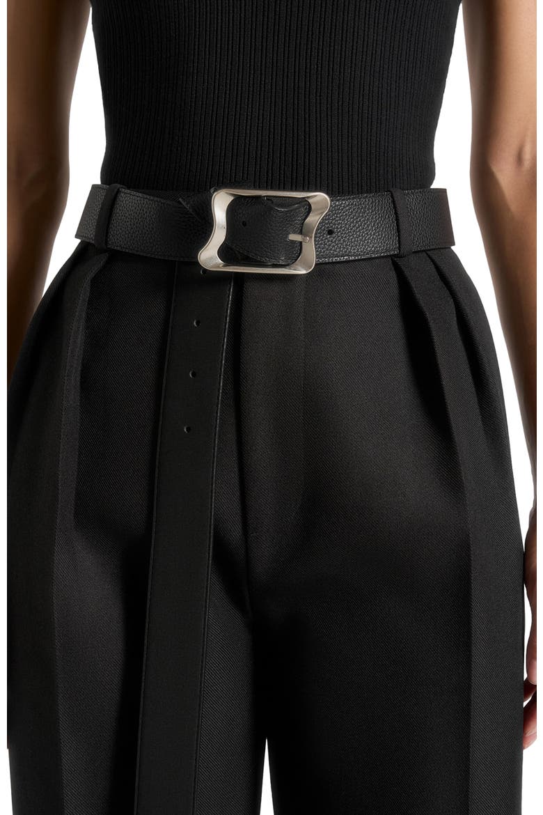 Eleanor Suede & Leather Statement Buckle Belt, Alternate, color, Black