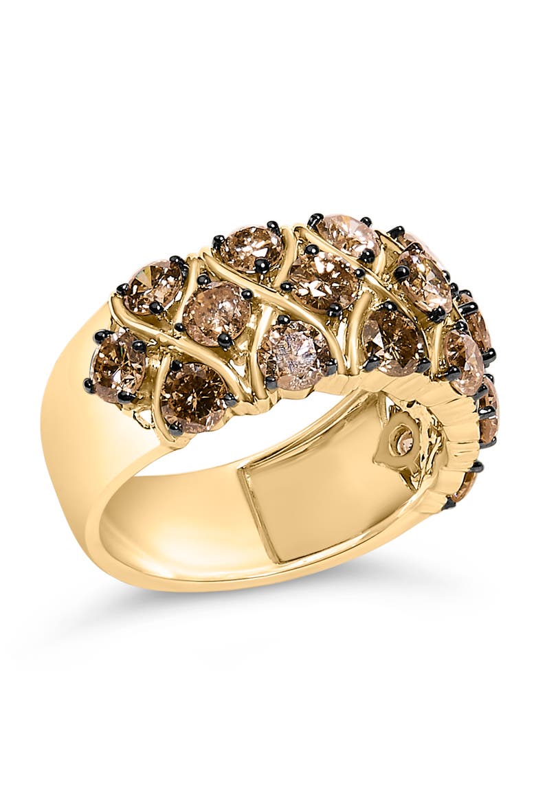 10K Yellow Gold Plated .925 Sterling Silver 3.0 Cttw Champagne Diamond Multi Lattice Band Ring, Alternate, color, Yellow Gold over Silver