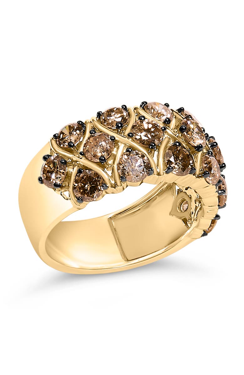 Haus of Brilliance 10K Yellow Gold Plated .925 Sterling Silver 3.0 Cttw Champagne Diamond Multi Lattice Band Ring, Alternate, color, Yellow Gold Over Silver
