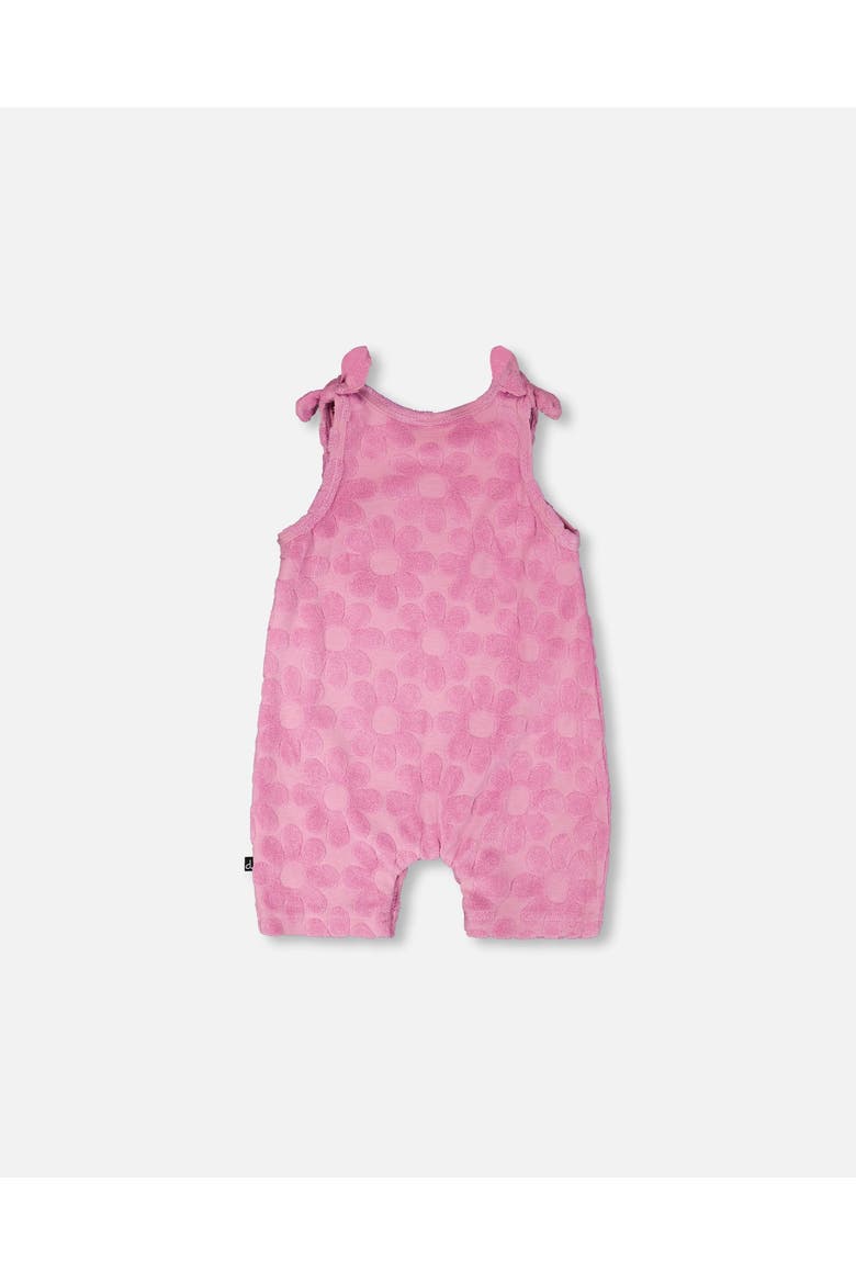 Terry Cloth Sleeveless Romper with Bows, Alternate, color, Pink