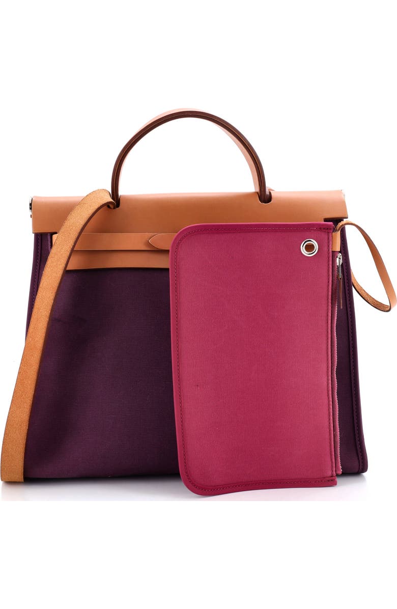 Pre-Owned Hermes Herbag Zip Leather and Toile 31, Alternate, color, Cassis