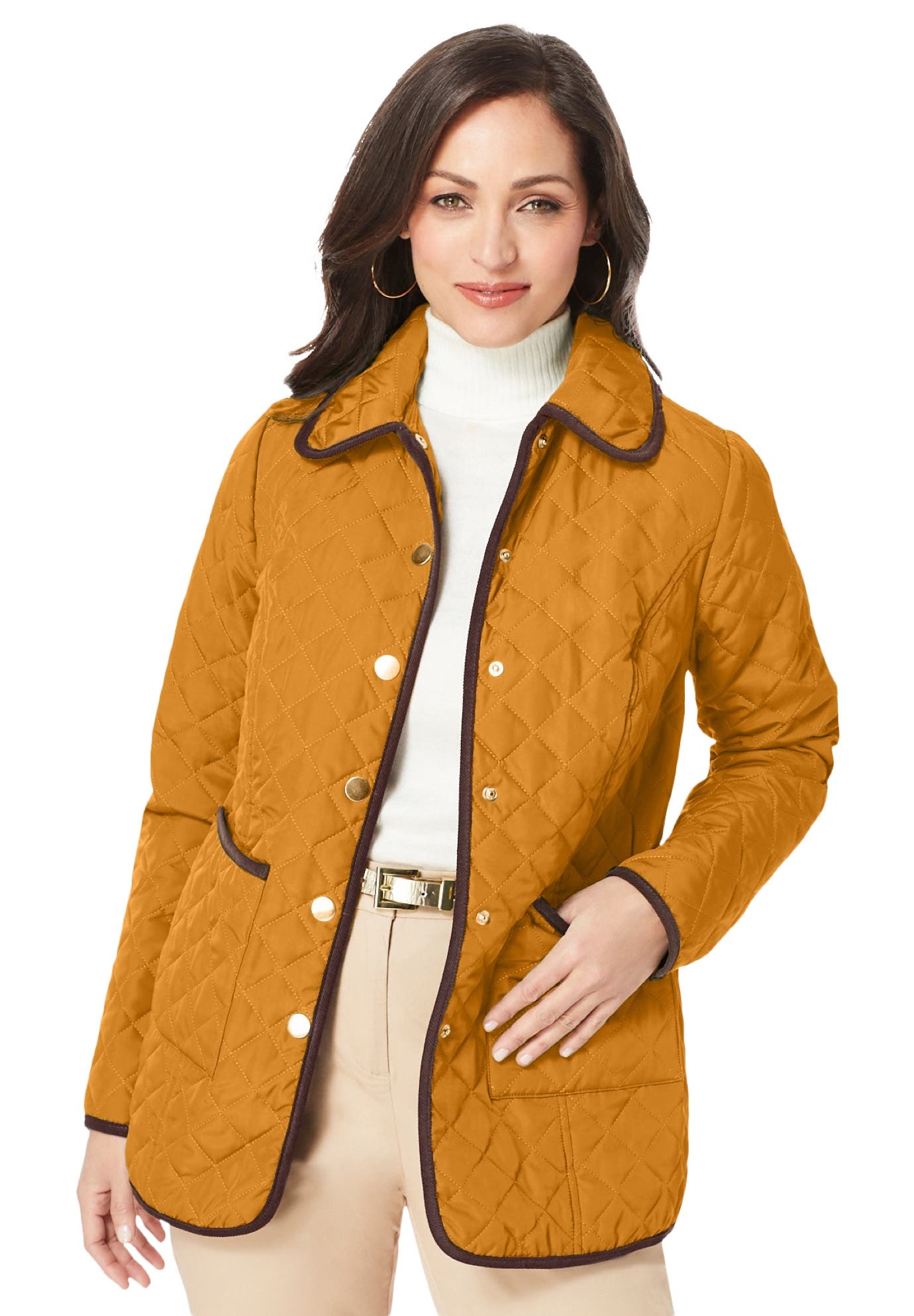 Snap-Front Quilted Coat - image 3