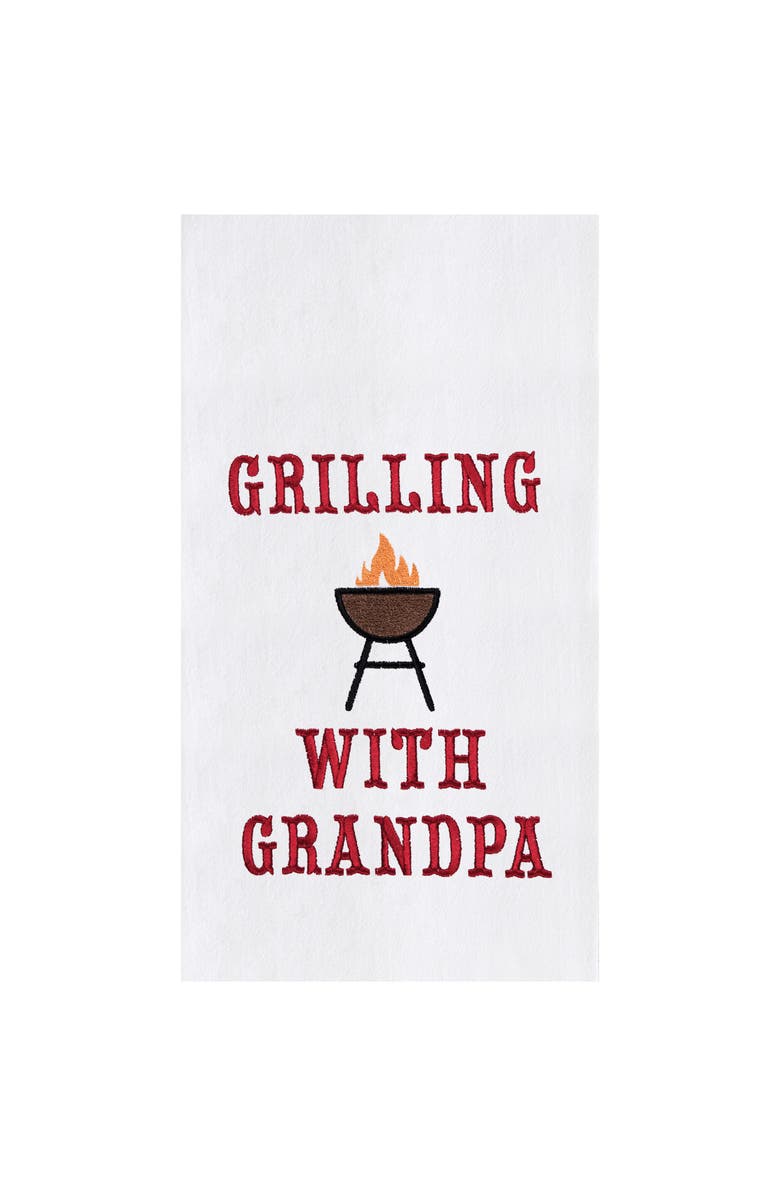 C&F Home Grilling With Grandpa Father's Day Kitchen Embroidered Hand Towel, Main, color, Red