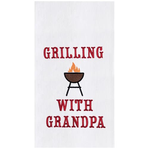 C & F Home C&f Home Grilling With Grandpa Father's Day Kitchen Embroidered Hand Towel In Multi