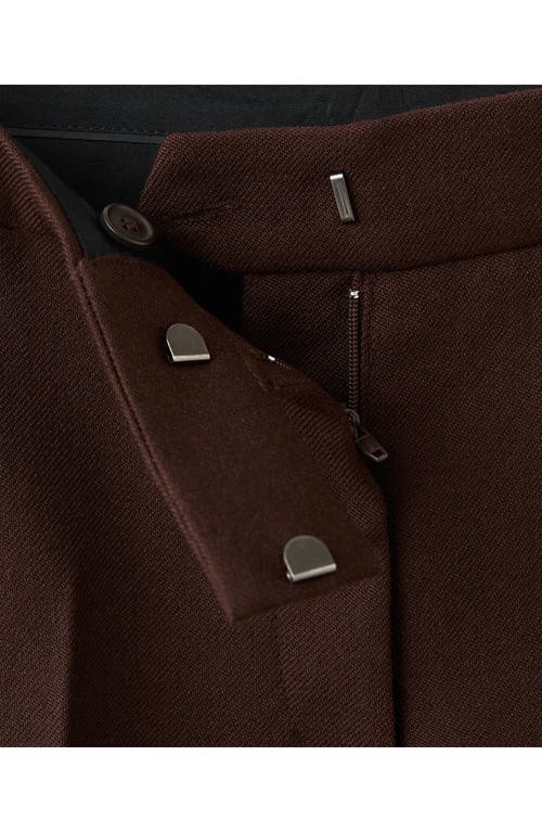 Mango Pleat Front Straight Leg Wool Pants In Brown