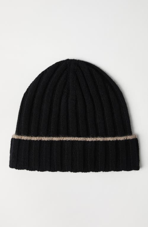 Brunello Cucinelli Ribbed Beanie In Black