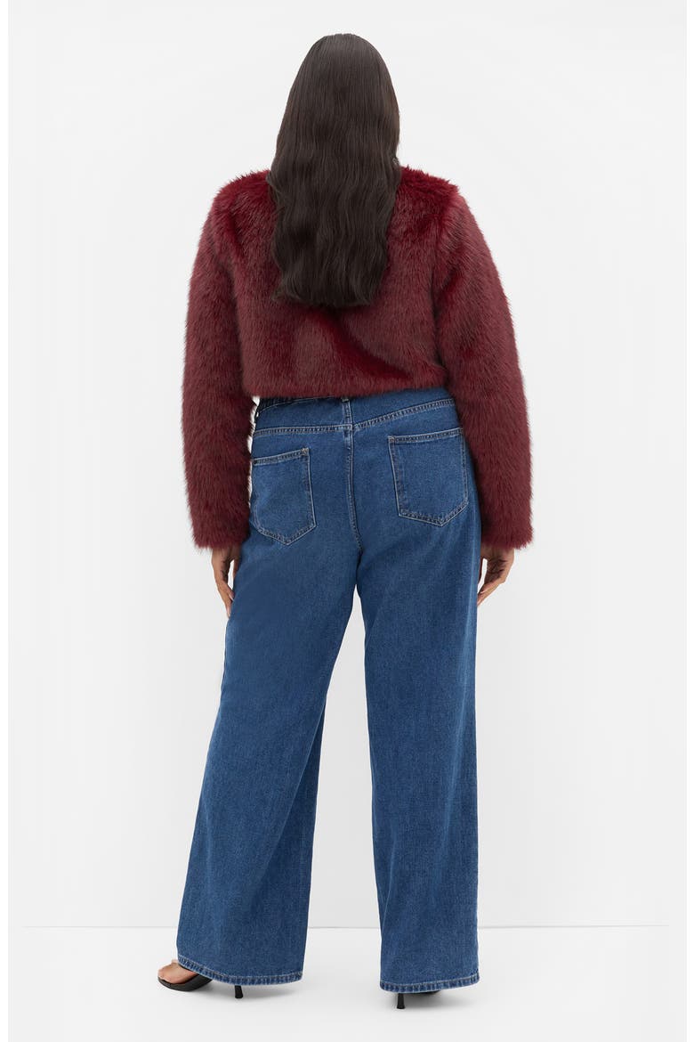 Angel Faux Fur Crop Jacket, Alternate, color, BORDEAUX