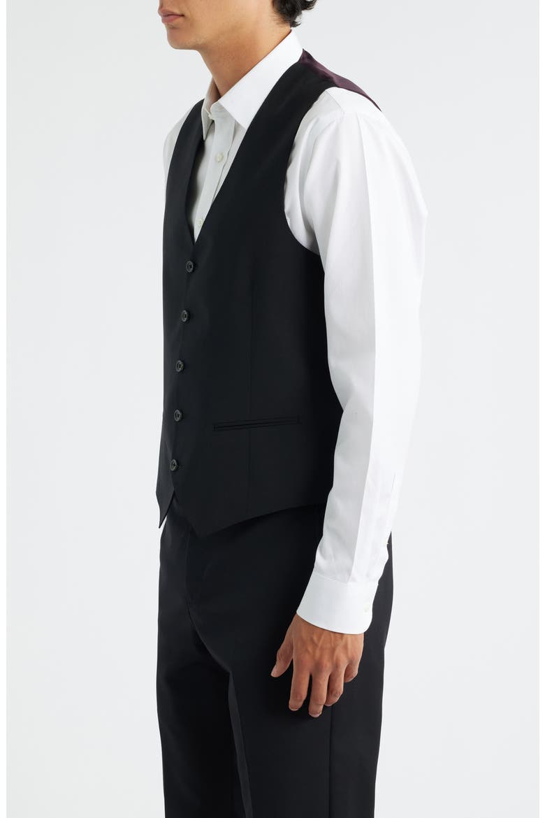 Owen Five-Button Stretch Wool Vest, Alternate, color, BLACK