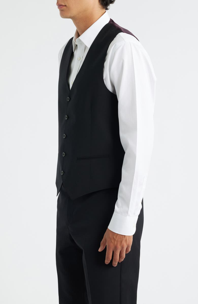 Jack Victor Owen Five-Button Stretch Wool Vest, Alternate, color, Black