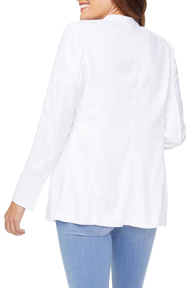 One-Button Linen Blend Blazer, Alternate, color, OPTIC WHITE