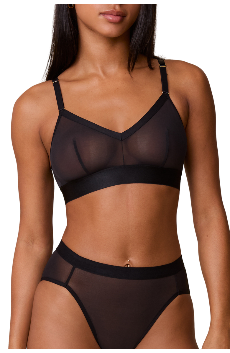 Harper Wilde Comfort Mesh Triangle Bralette, Alternate, color, Black
