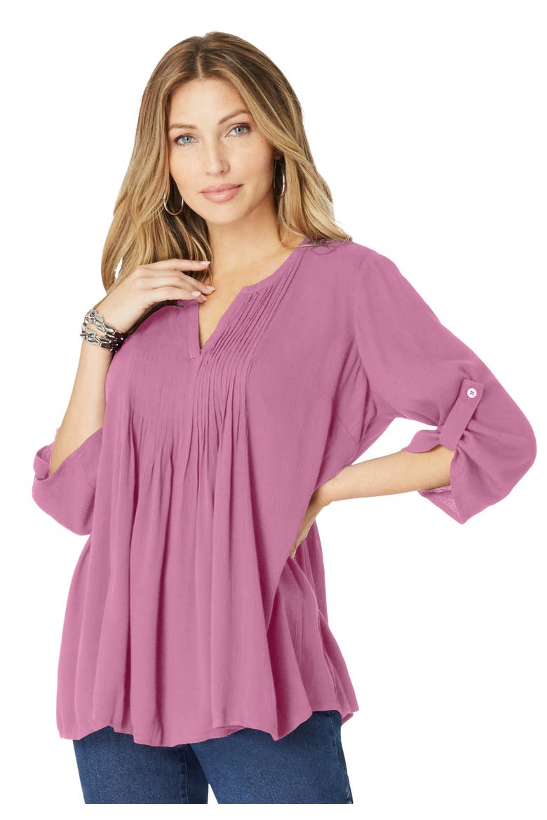 Hand Crinkled Tara Shirt, Main, color, PINK BLOSSOM
