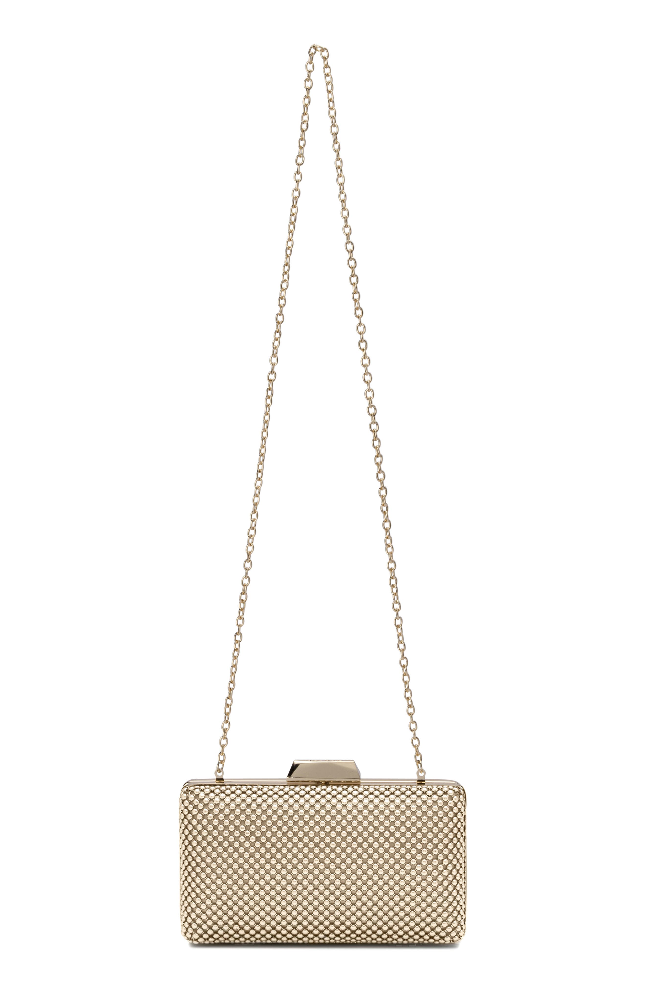 Natasha Mesh Clutch, Alternate, color, GOLD