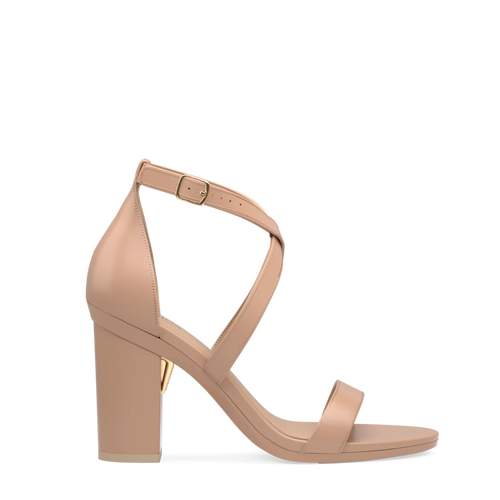 Pashion Footwear The Sandal 4" Block Heel In Latte Leather