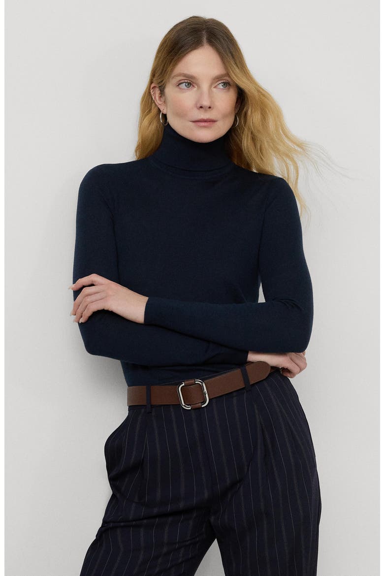 Slim Turtleneck Sweater, Alternate, color, LAUREN NAVY