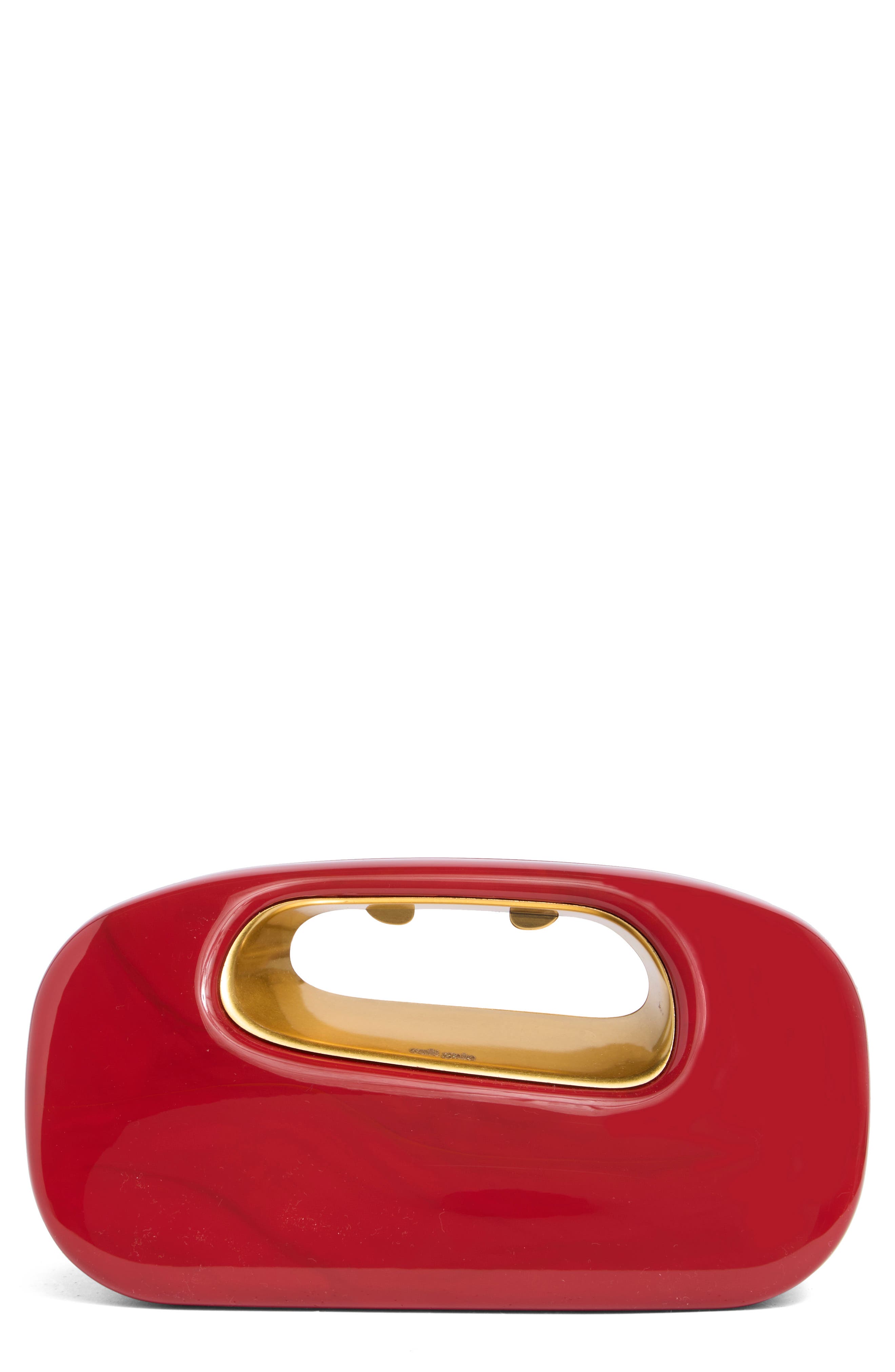 Amara Acrylic Clutch, Main, color, VERMILION