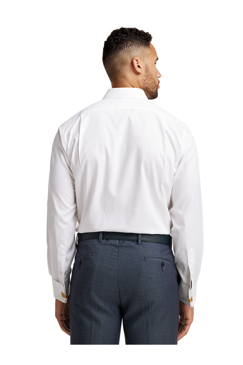Slim Fit Non-iron Cotton Pinpoint Spread Collar French Cuff Dress Shirt, Alternate, color, White