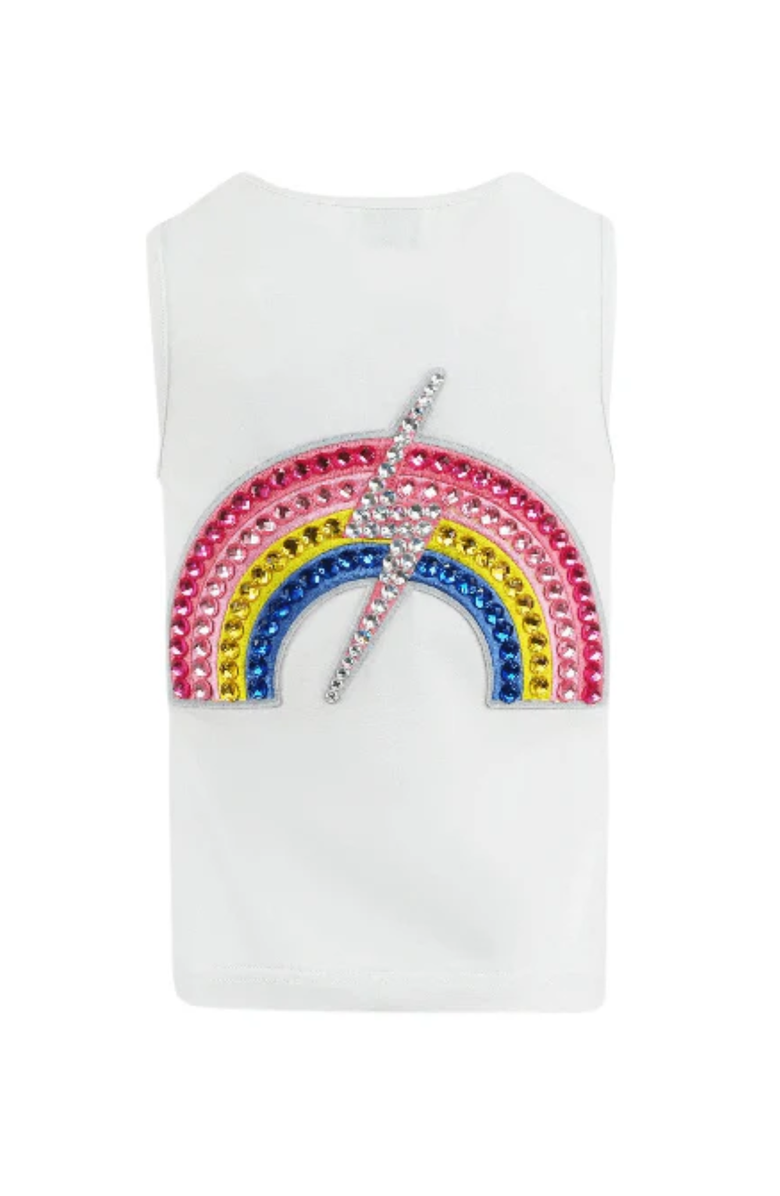 Lola + The Boys Gems Rainbow Flash Tank Top, Main, color, White