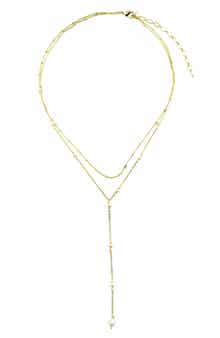 Panacea 5-5.5mm Cultured Freshwater Pearl Station Chain Y-Drop Necklace