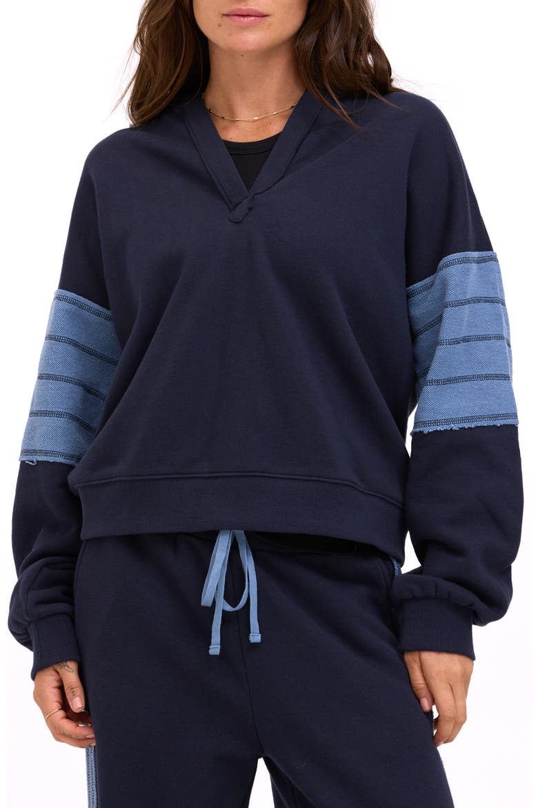 Sophia Oversized V-Neck Sweatshirt, Main, color, GALAXY / STORM
