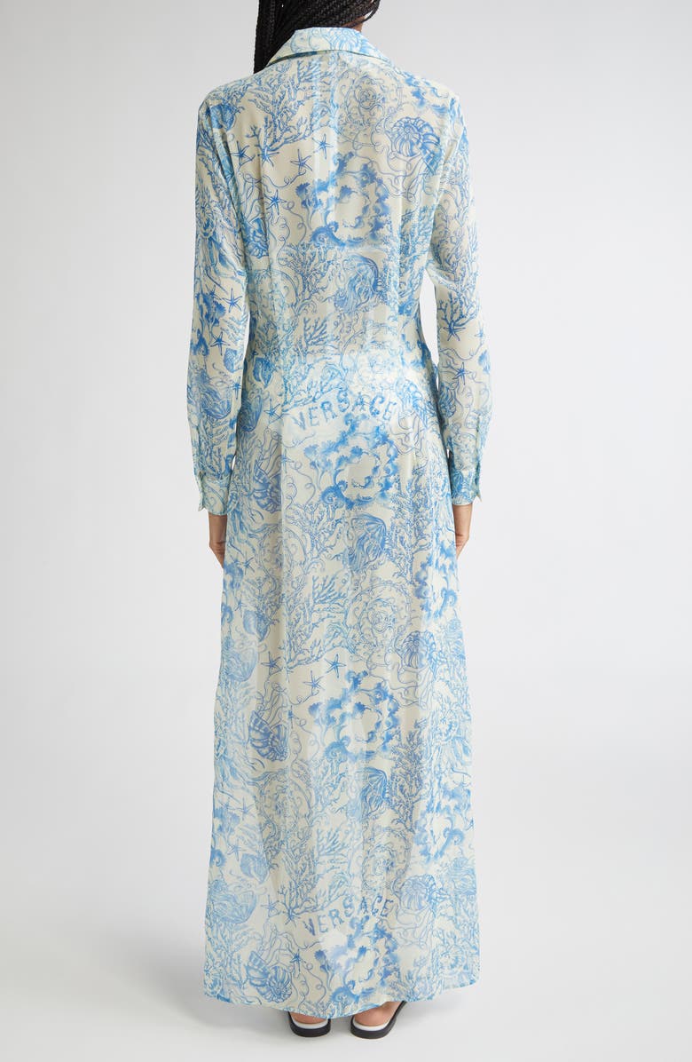 Versace Underwater Barocco Long Sleeve Cover-Up Shirtdress, Alternate, color, 