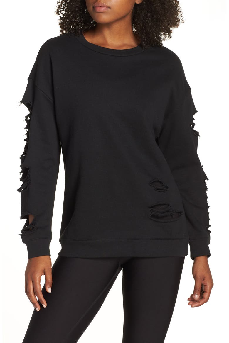 Fade Long Sleeve Pullover, Main, color, BLACK