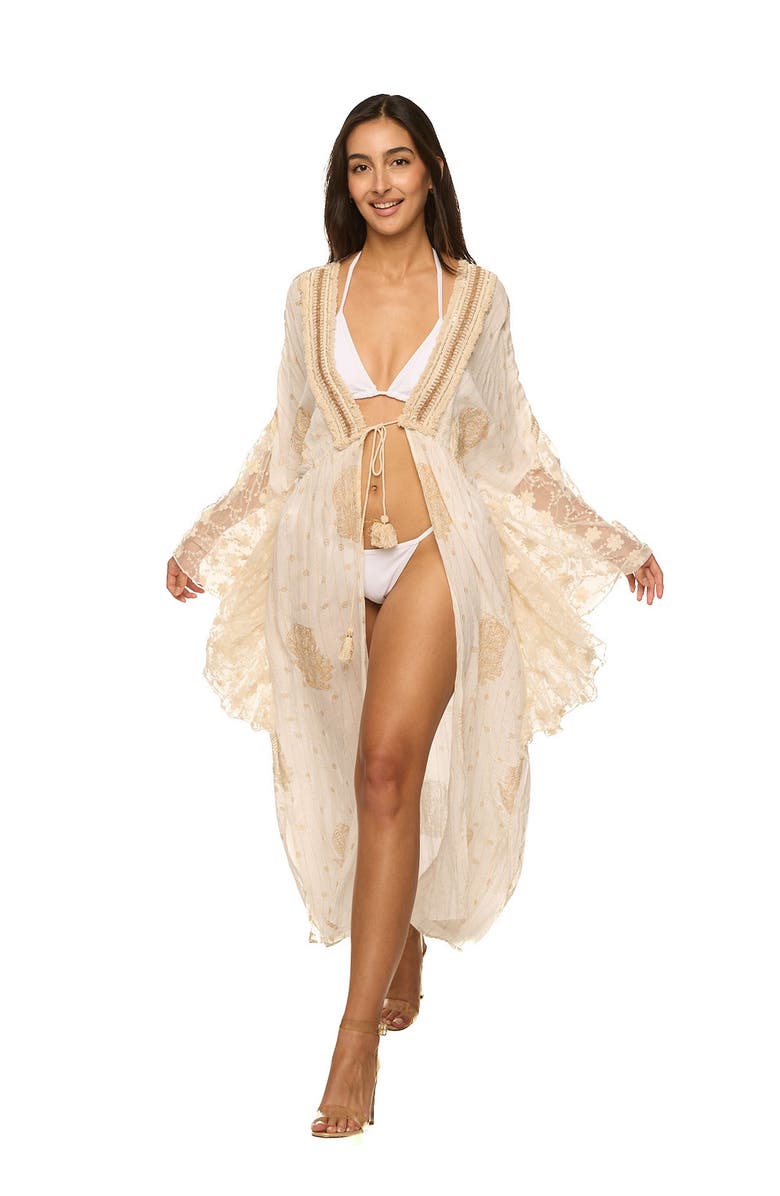 RANEES Ruffle Bell Sleeve Cover-Up Duster, Alternate, color, 