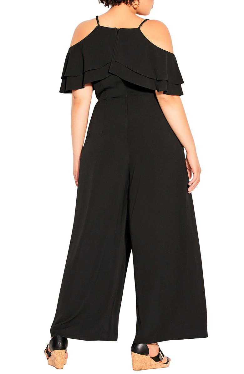 City Chic Cold Shoulder Split Leg Jumpsuit, Alternate, color,