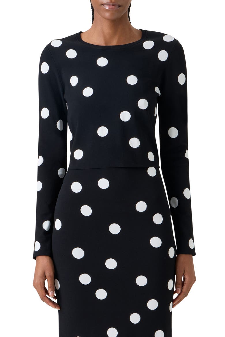Polka Dot Jacquard Fitted Sweater, Main, color, BLACK-CREAM