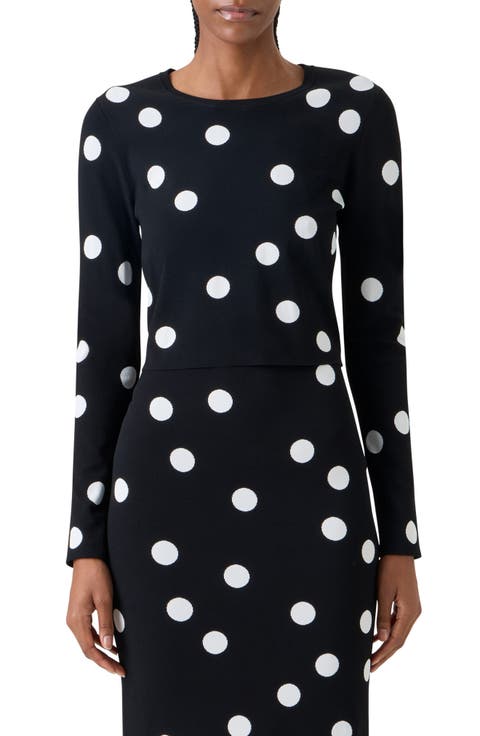 Polka Dot Jacquard Fitted Sweater