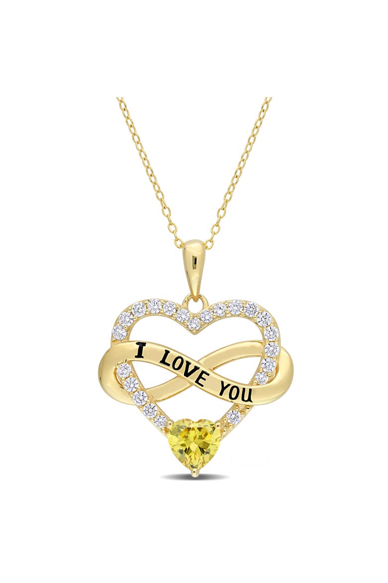 Color Zirconia Infinity Heart Necklace Yellow-Plated, Main, color, Yellow CZ