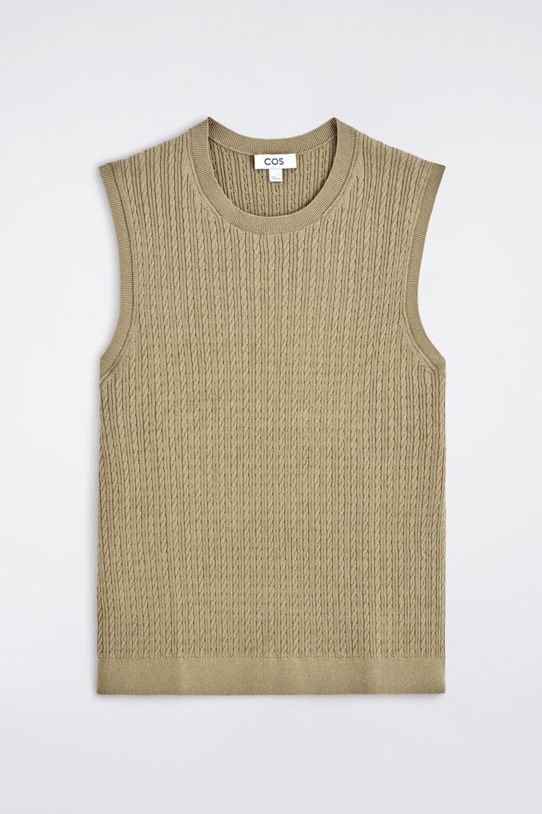 Cable-knit Cotton-linen Tank Top, Alternate, color, BEIGE