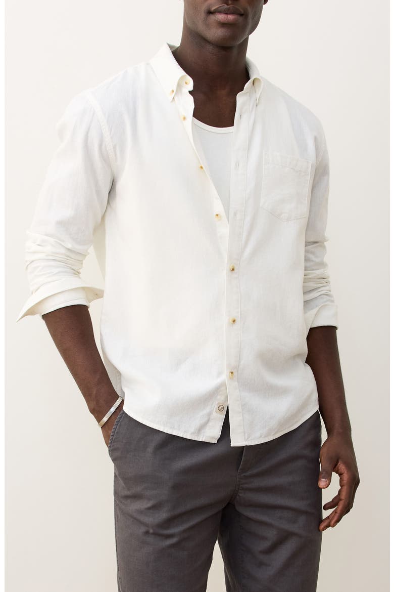 Better-than-Linen Hemp Blend Button-Down Shirt, Main, color, WHITE