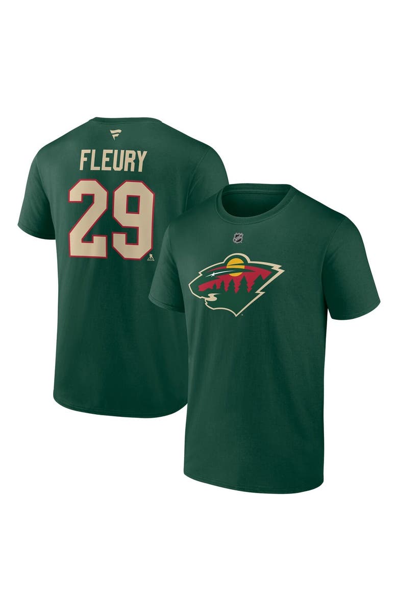 FANATICS Men's Fanatics Marc-Andre Fleury Green Minnesota Wild Authentic Stack Name & Number T-Shirt, Alternate, color, 
