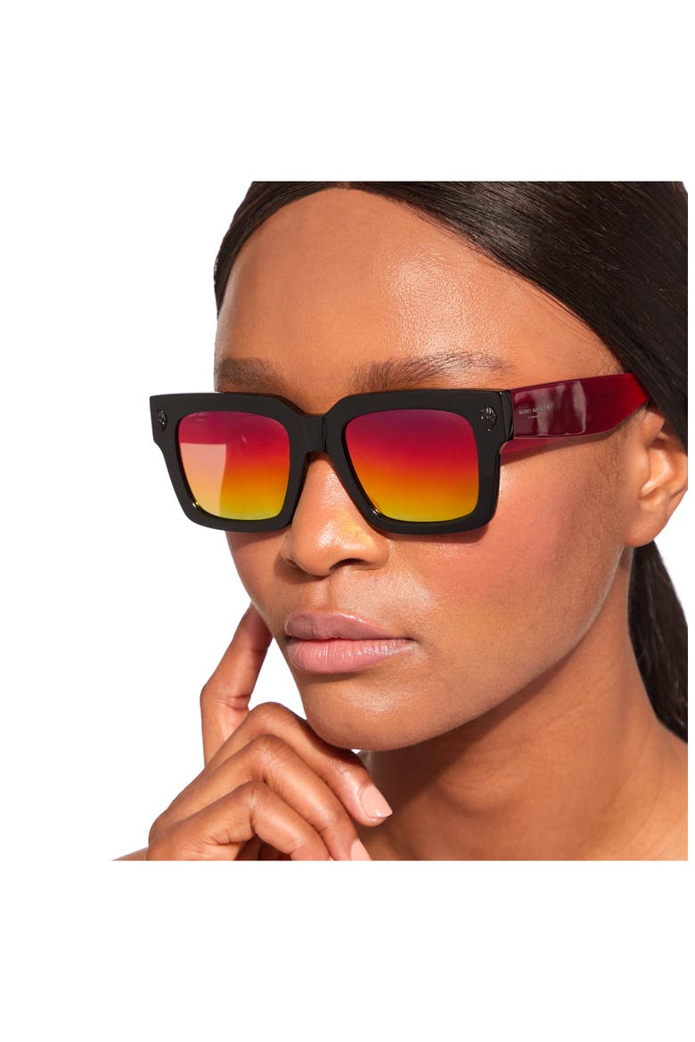 50mm Small Square Sunglasses, Alternate, color, BLACK/ RAINBOW