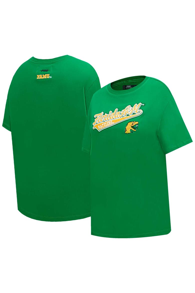 Women's Pro Standard Green Florida A&M Rattlers Script Tail Oversized Boyfriend T-Shirt, Main, color, Green