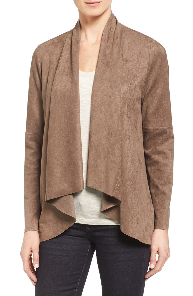 Karen Kane Faux Suede Drape Front Jacket, Main, color, 