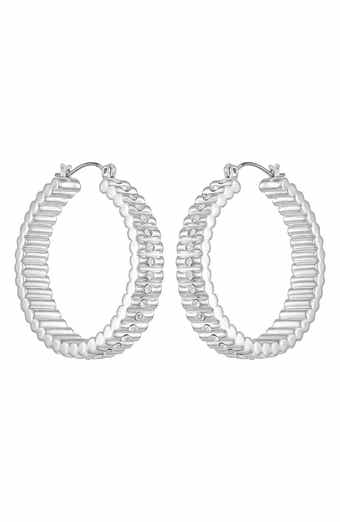 Vince Camuto Pavé Crystal Ribbed Hoop Earrings