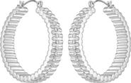 Vince Camuto Pavé Crystal Ribbed Hoop Earrings