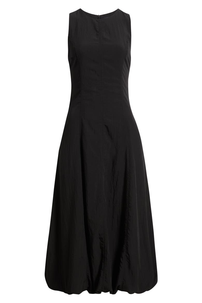 Pumpkin Sleeveless Bubble Hem Midi Dress, Alternate, color, BLACK