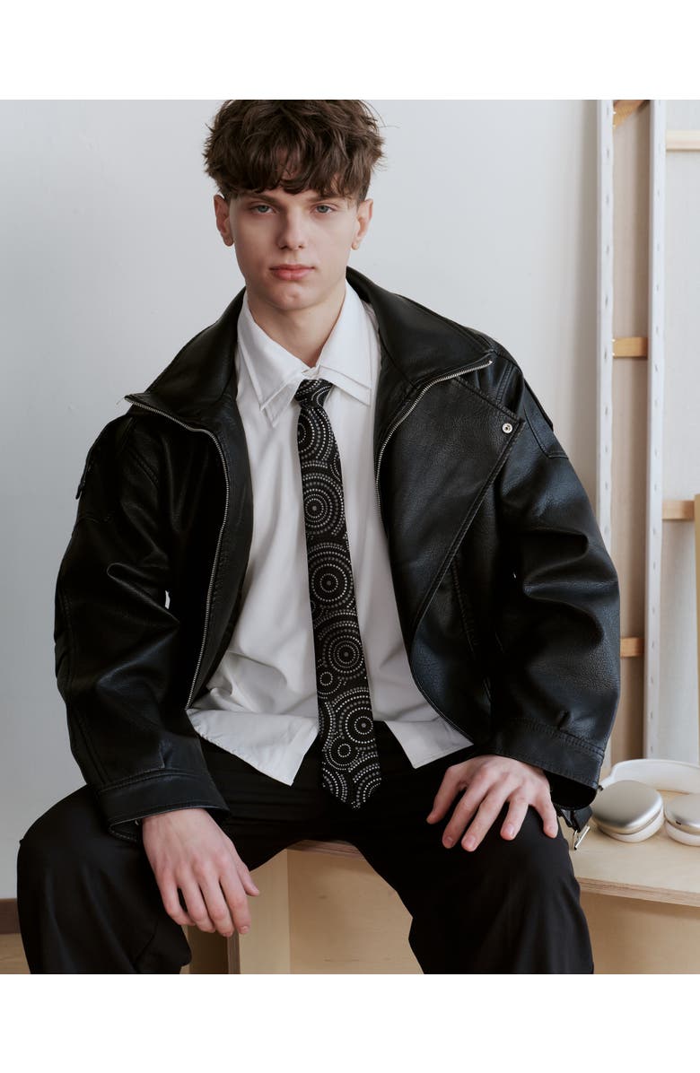 Knottery & Co Halo Dots Silk Jacquard Tie, Alternate, color, Black