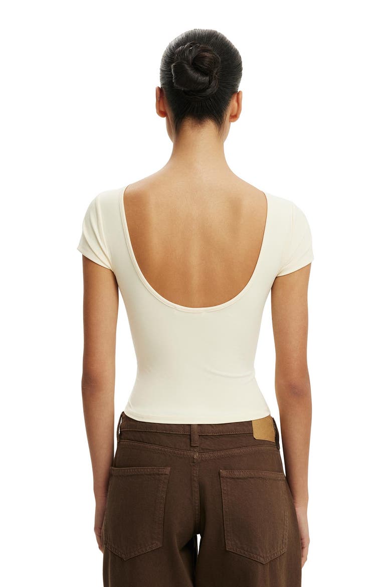 Women's Hold Me Scoop Back Tee, Alternate, color, Vanilla Glow