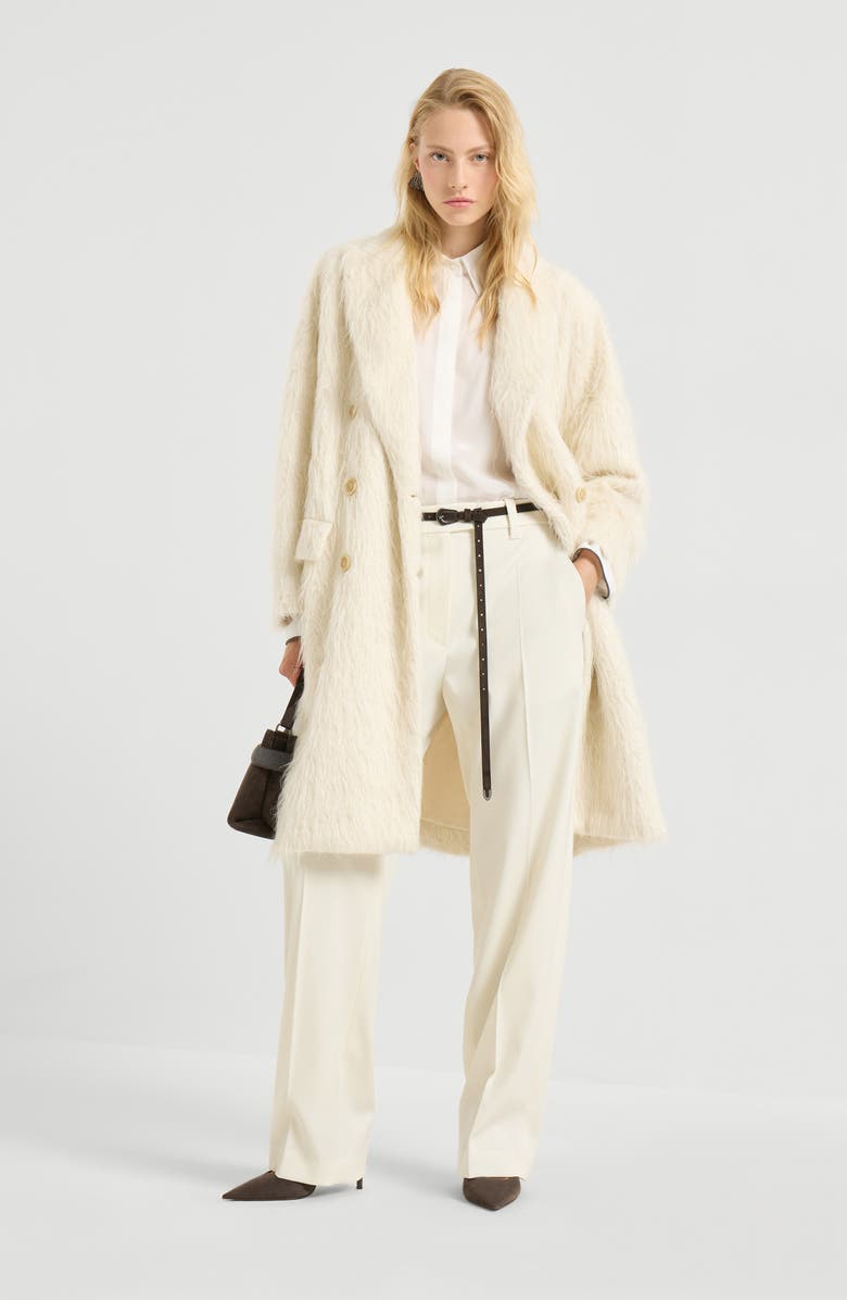 Brunello Cucinelli Loose cigarette trousers, Alternate, color, Milk