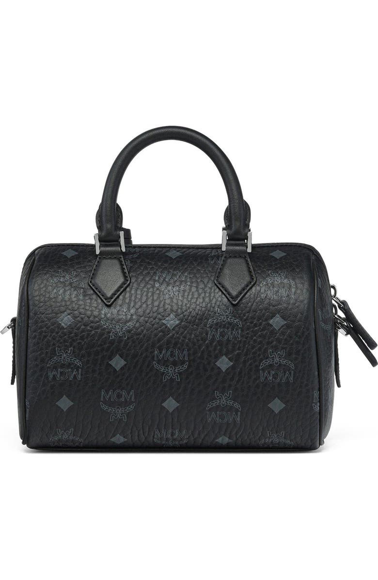MCM Small Ella Boston Bag in Visetos, Alternate, color, Black