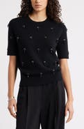 Nordstrom Embellished Short Sleeve Wool & Cashmere Sweater